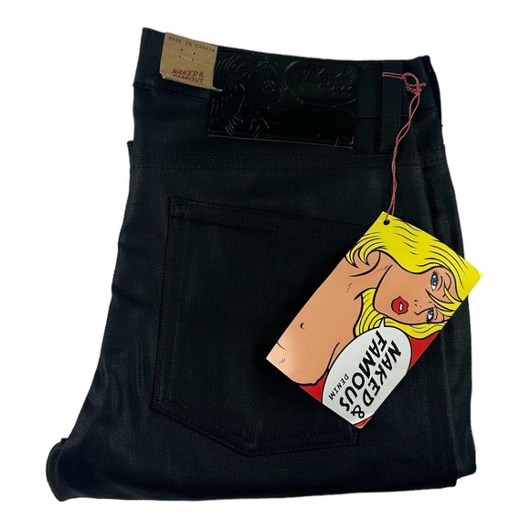 Naked & Famous Denim Black Coated Skinny Jeans - Picture 8 of 15